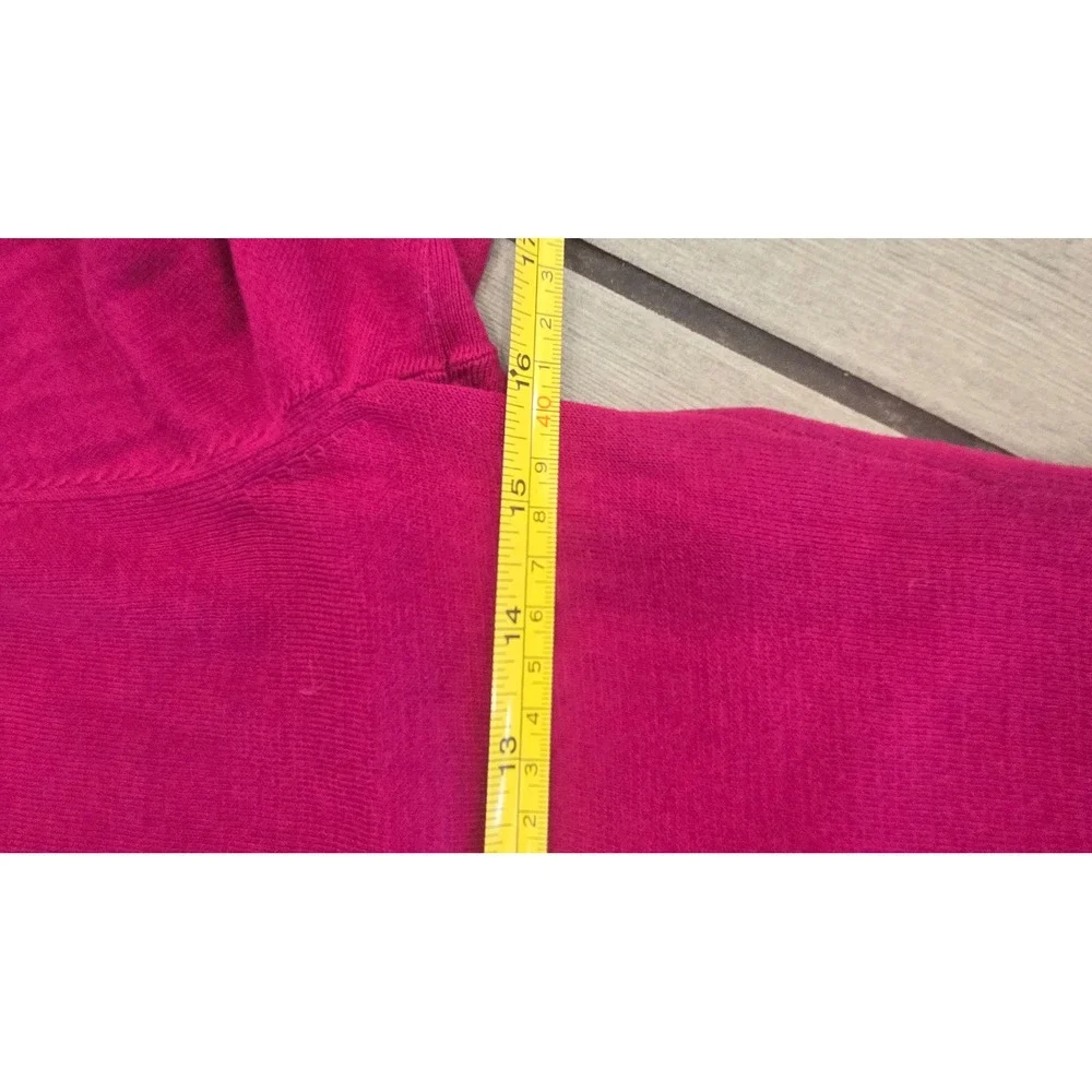 Tory Burch Simone Cardigan Magenta Pink Cotton Gold Logo Button Sweater XS